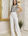 Front-line Flared Leg Design Solid Pants