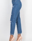 Rolled Hem Ripped Denim Jeans