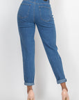 Rolled Hem Ripped Denim Jeans