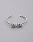 Double Leopard Head Metal Bangle Bracelet