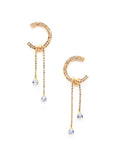 C Shape Rhinestone Dangle Earrng
