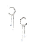 C Shape Rhinestone Dangle Earrng