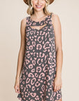 Cute Animal Print Cut Out Neckline Sleeveless Tunic Dress