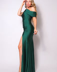 One Shoulder Draped Side Slit Maxi Dress