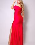One Shoulder Draped Side Slit Maxi Dress
