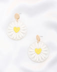 Daisy Printed Round Ac Drop Earriing