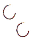 Rhinestone Bead Open Hoop Post Earring