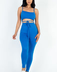 Solid Tie Front Cut Out Jumpsuit