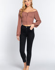Off Shoulder Smocking Woven Top