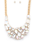 Teardrop Rectangle Shape Rhinestone Statement Necklace