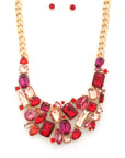 Teardrop Rectangle Shape Rhinestone Statement Necklace