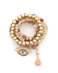 Evil Eye Bead Tassel Bracelet Set