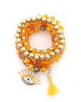 Evil Eye Bead Tassel Bracelet Set