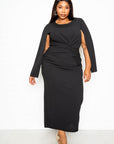 Cape Sleeve Dress With Knot Detail