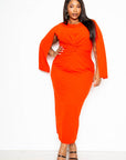 Cape Sleeve Dress With Knot Detail