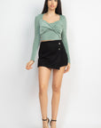 Twisted Velvety Long Sleeve Crop Top