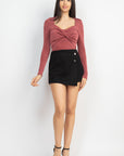 Twisted Velvety Long Sleeve Crop Top