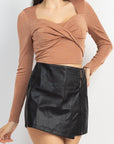 Twisted Velvety Long Sleeve Crop Top