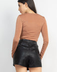 Twisted Velvety Long Sleeve Crop Top