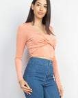 Twisted Velvety Long Sleeve Crop Top