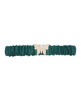 Rhinestone Pave Butterfly Ruched Elastic Back Belt