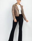 Zippered Notch Lapel Rider Jacket
