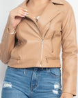 Zippered Notch Lapel Rider Jacket