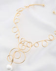 Pearl Swirl Metal Necklace