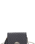 Fashion Double Metal Pattern Stitching Tassel Crossbody Bag