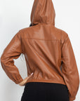 Faux Leather Hoodie Jacket