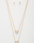 Double Crystal Metal Layered Necklace
