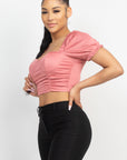 Ruching Puff Sleevetop