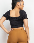 Ruching Puff Sleevetop