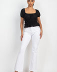 Puff Sleeve Eyelet Peplum Top