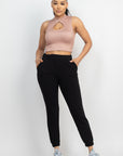 Mock Keyhole-front Crop Top