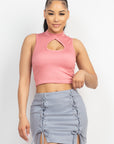 Mock Keyhole-front Crop Top