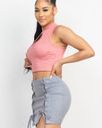 Mock Keyhole-front Crop Top