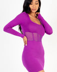 Square neck mesh corset mini dress