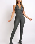 Cargo pocket halter jumpsuit