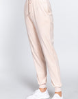 Waist Elastic Velour Long Jogger Pants
