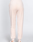Waist Elastic Velour Long Jogger Pants