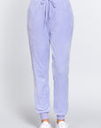Waist Elastic Velour Long Jogger Pants
