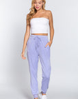 Waist Elastic Velour Long Jogger Pants