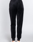 Waist Elastic Velour Long Jogger Pants