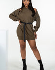 Double Zipper Long Sleeve Hooded Mini Dress