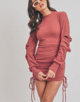 Solid Color Mock Neck Mini Bodycon Dress