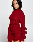 Solid Color Mock Neck Mini Bodycon Dress