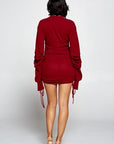 Solid Color Mock Neck Mini Bodycon Dress