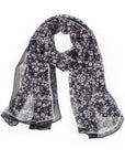 Flower Print Chiffon Scarf