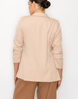 Ruched Sleeves Solid Blazer